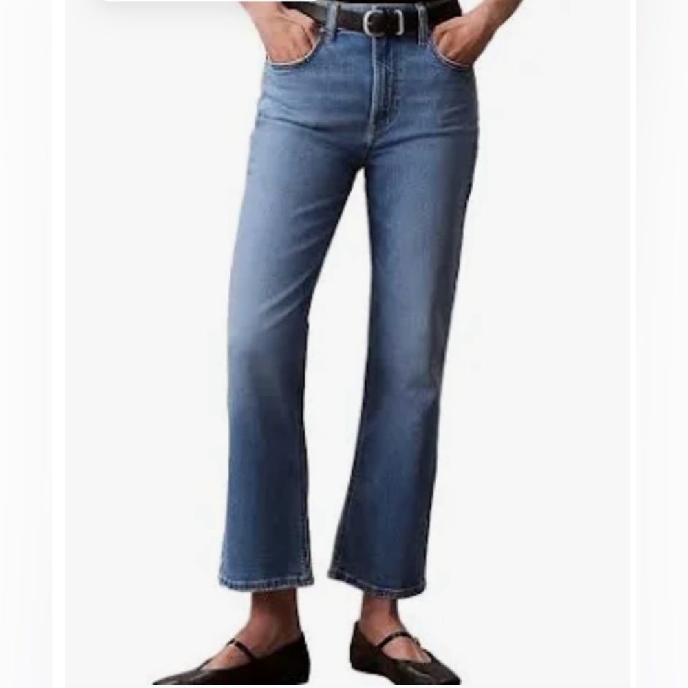 NWT Calvin Klein High Rise Flare crop stretch Icy Brook jeans sz 25